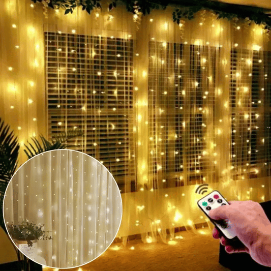 Instalatie de Craciun tip Perdea (Lumina Calda) + Telecomanda